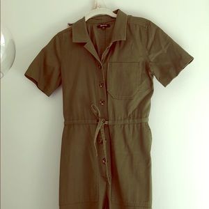 Madewell olive green jumpsuit in size 0